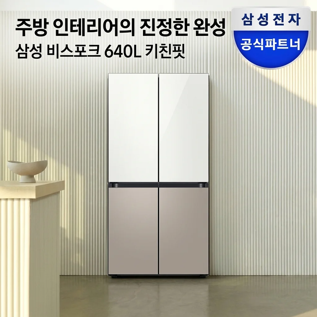 삼성 비스포크 냉장고 640L 키친핏 4도어, 주방 인테리어의 완성은 역시 이거네요