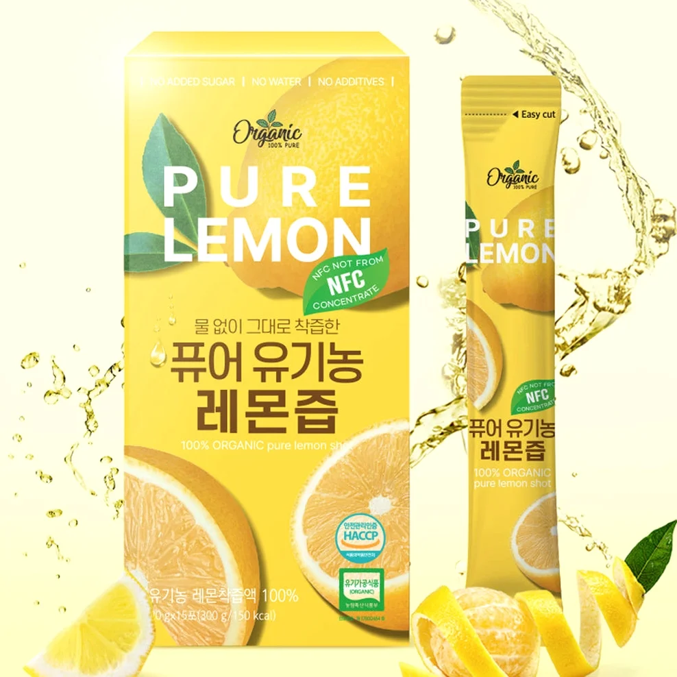 천호엔케어 통째로 NFC착즙 100% 유기농 퓨어 레몬즙 20ml 15포, 2개 [원산지:상세설명에 표시] 상세 이미지 3