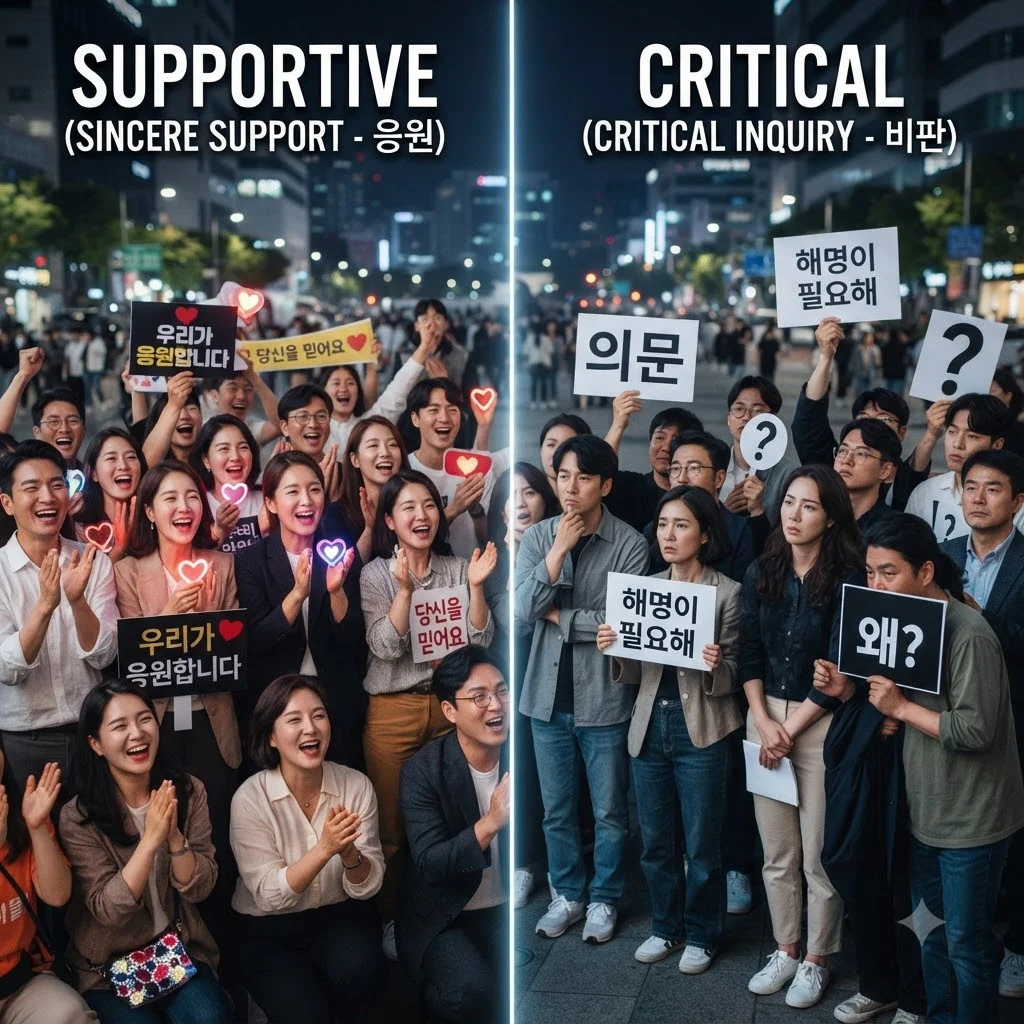 엇갈리는 대중의 반응: 응원 vs 비판