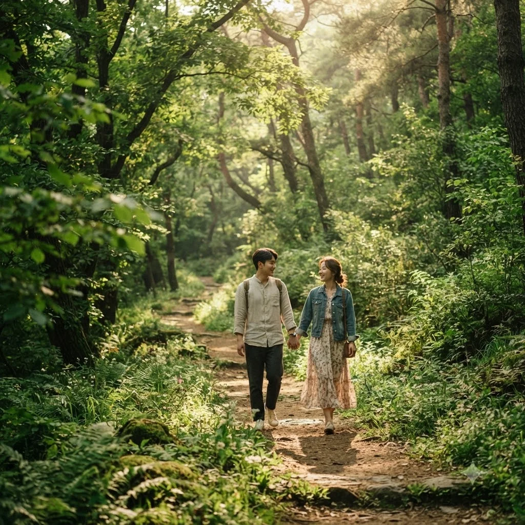 마지막 장면의 여운: 숲길을 걷는 두 사람