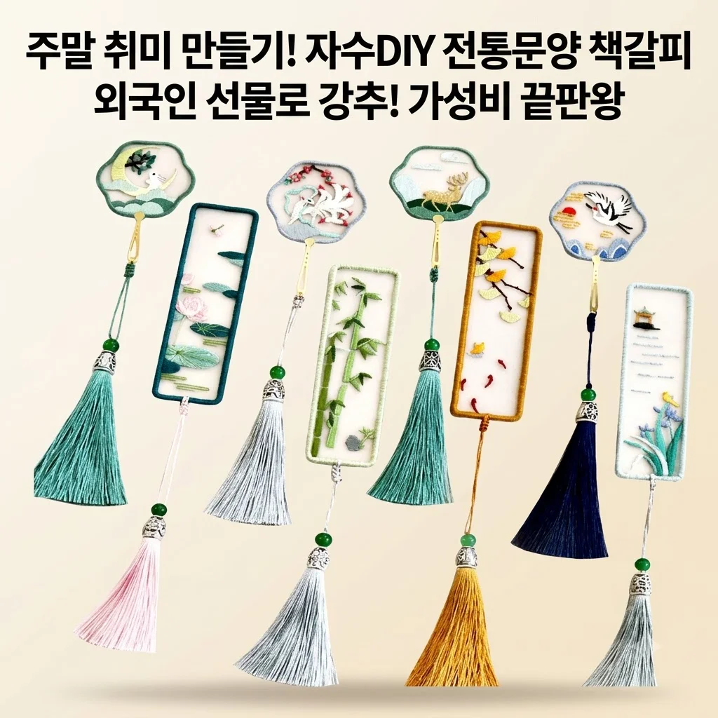 주말 취미 만들기 자수DIY 전통문양 책갈피, 외국인 선물로 갓성비 끝판왕?