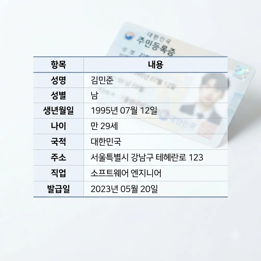 피의자 정창성 인적 사항 및 신분